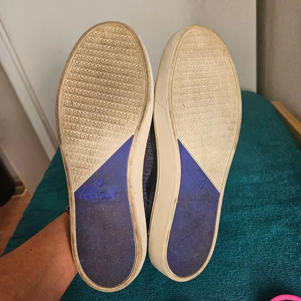 Rothy’s The Sneaker Slip On Galaxy Metallic Navy Sparkle Blue Halo Size 8.5W